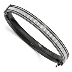 Sterling Silver Ruthenium-plated Glitter Infused Bangle