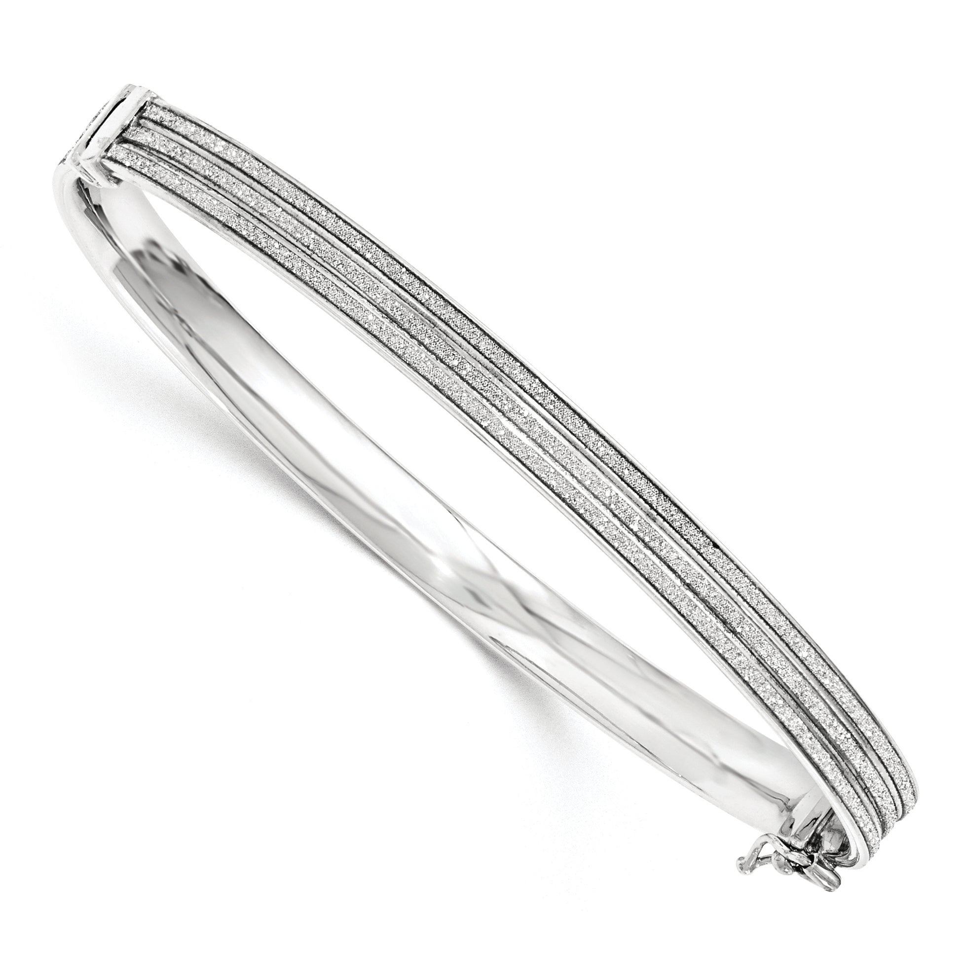 Sterling Silver with Glitter Hinged Bangle