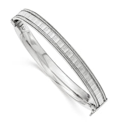 Sterling Silver With Glitter Hinged Bangle