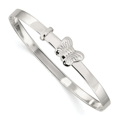 Sterling Silver Polished/Antiqued Butterfly 4mm Adjustable Children's Bangl