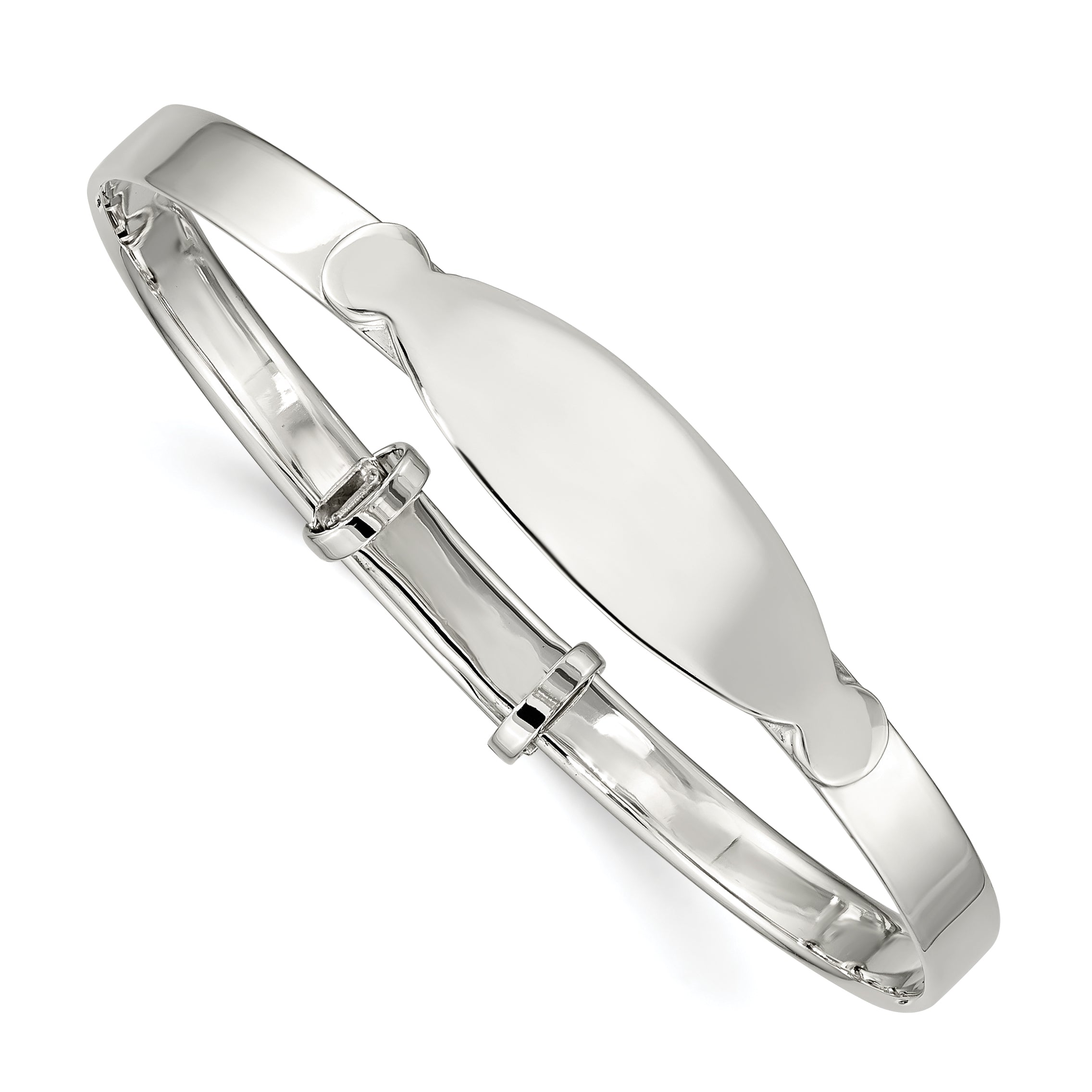 Sterling Silver Polished Adjustable ID Baby Bangle Bracelet