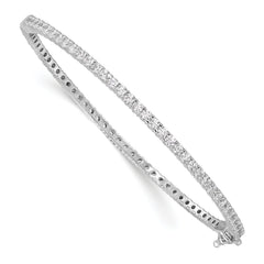 Sterling Shimmer Sterling Silver Rhodium-plated 68 Stone CZ Hinged Bangle Bracelet