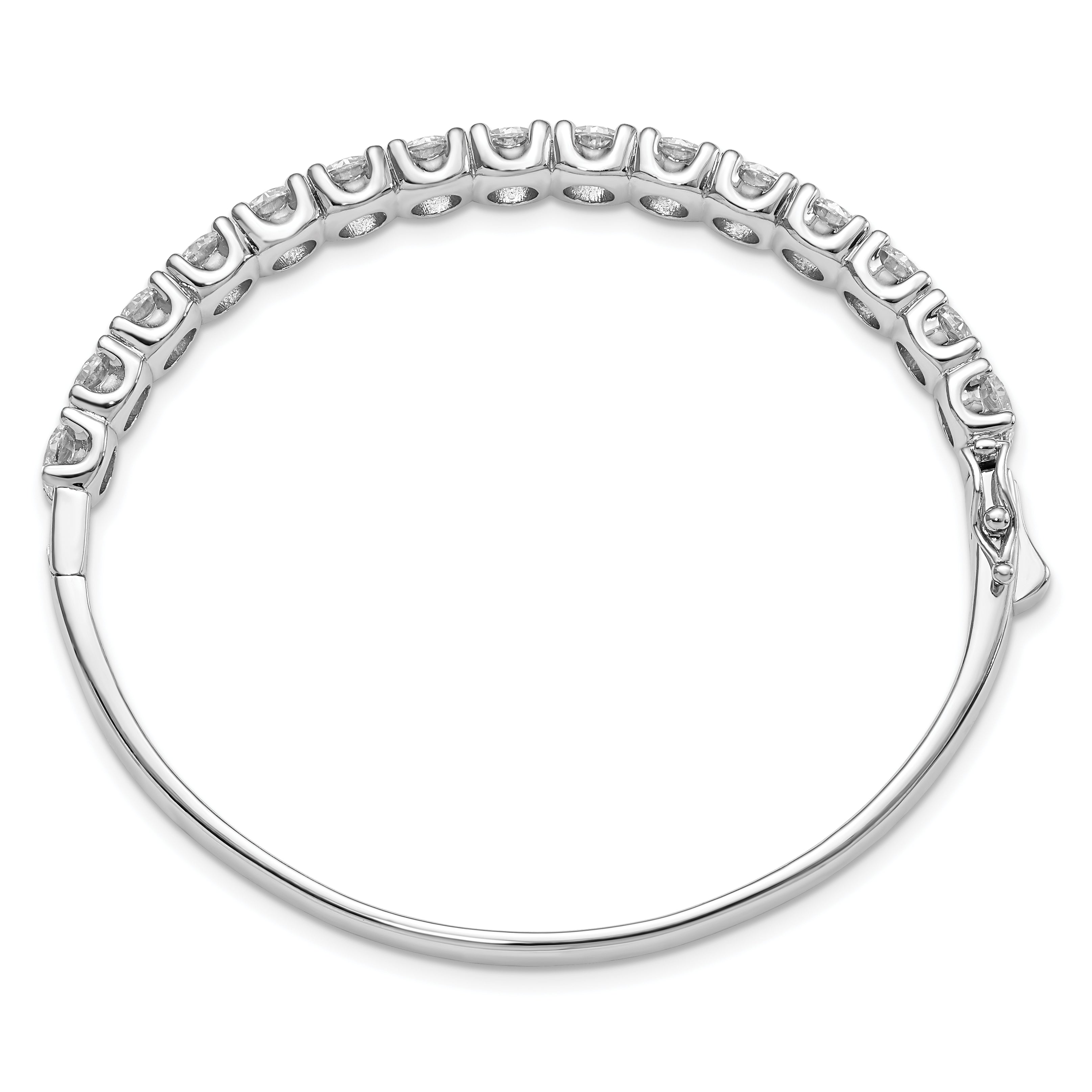 Sterling Shimmer Sterling Silver Rhodium-plated 15 Stone CZ Hinged Bangle Bracelet