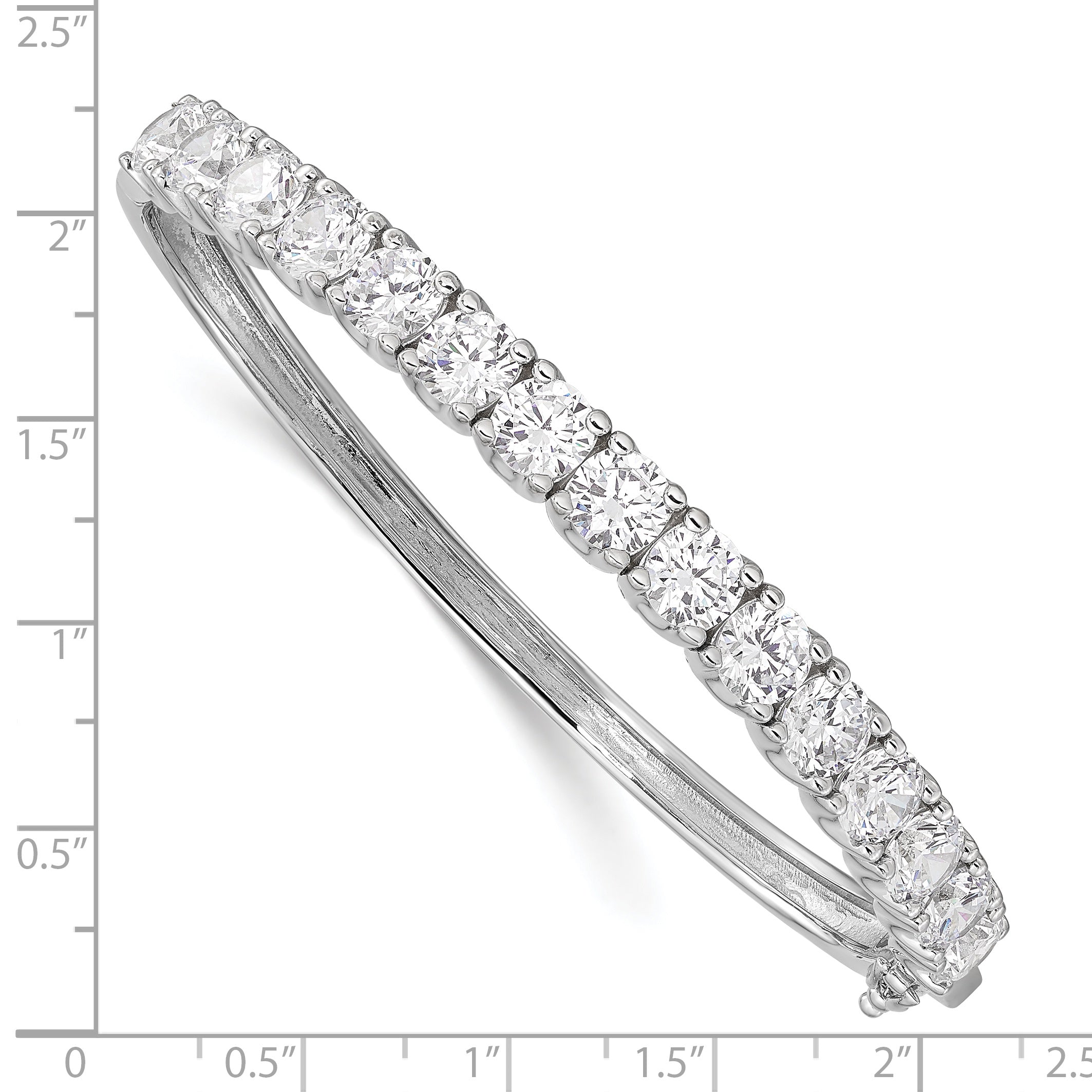 Sterling Shimmer Sterling Silver Rhodium-plated 15 Stone CZ Hinged Bangle Bracelet