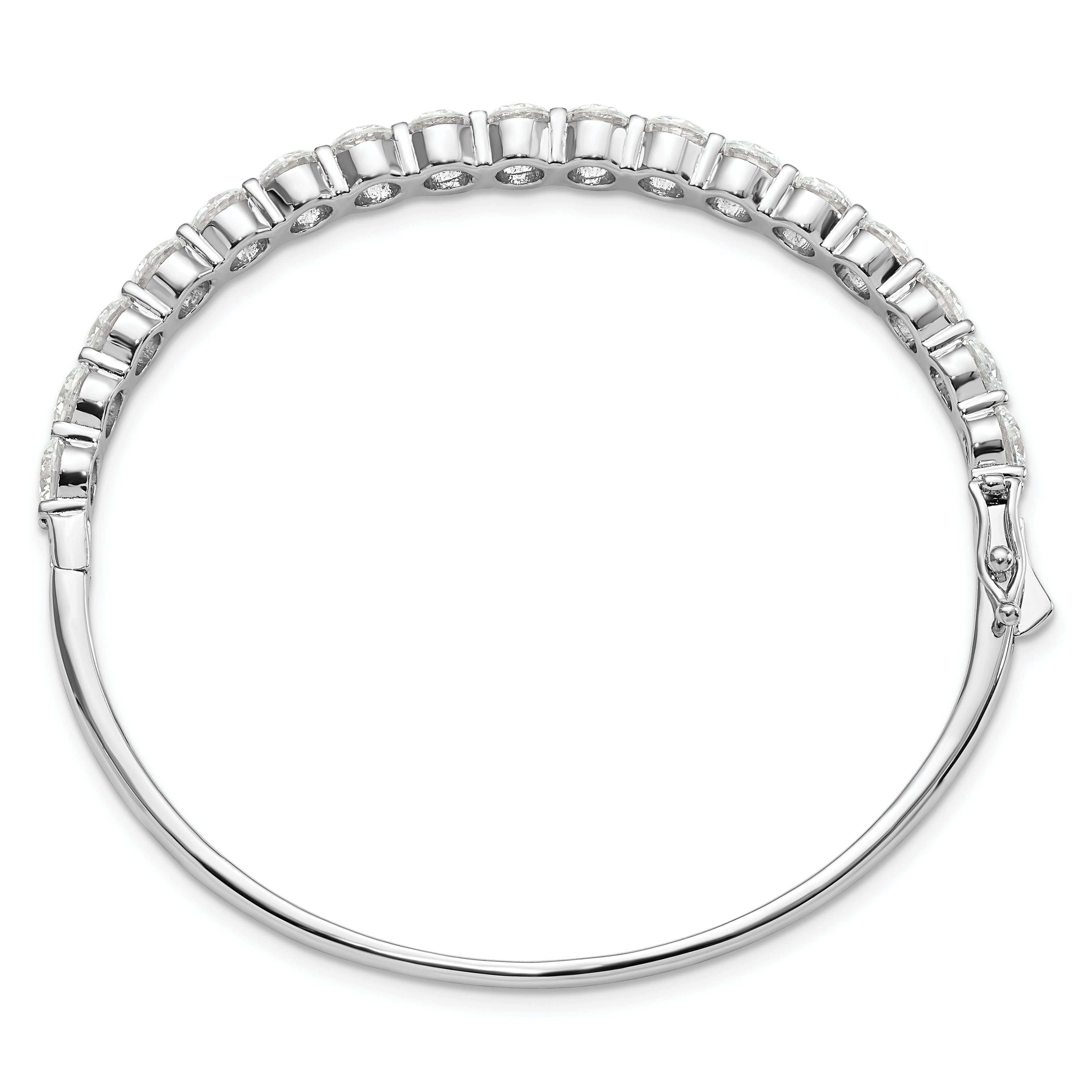 Sterling Shimmer Sterling Silver Rhodium-plated 17 Stone CZ Hinged Bangle Bracelet