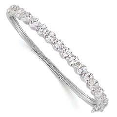 Sterling Shimmer Sterling Silver Rhodium-plated 17 Stone CZ Hinged Bangle Bracelet