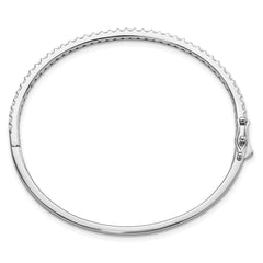 Sterling Shimmer Sterling Silver Rhodium-plated 41 Stone CZ Hinged Bangle Bracelet