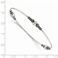 Sterling Silver Antiqued Beaded Slip On Bangle