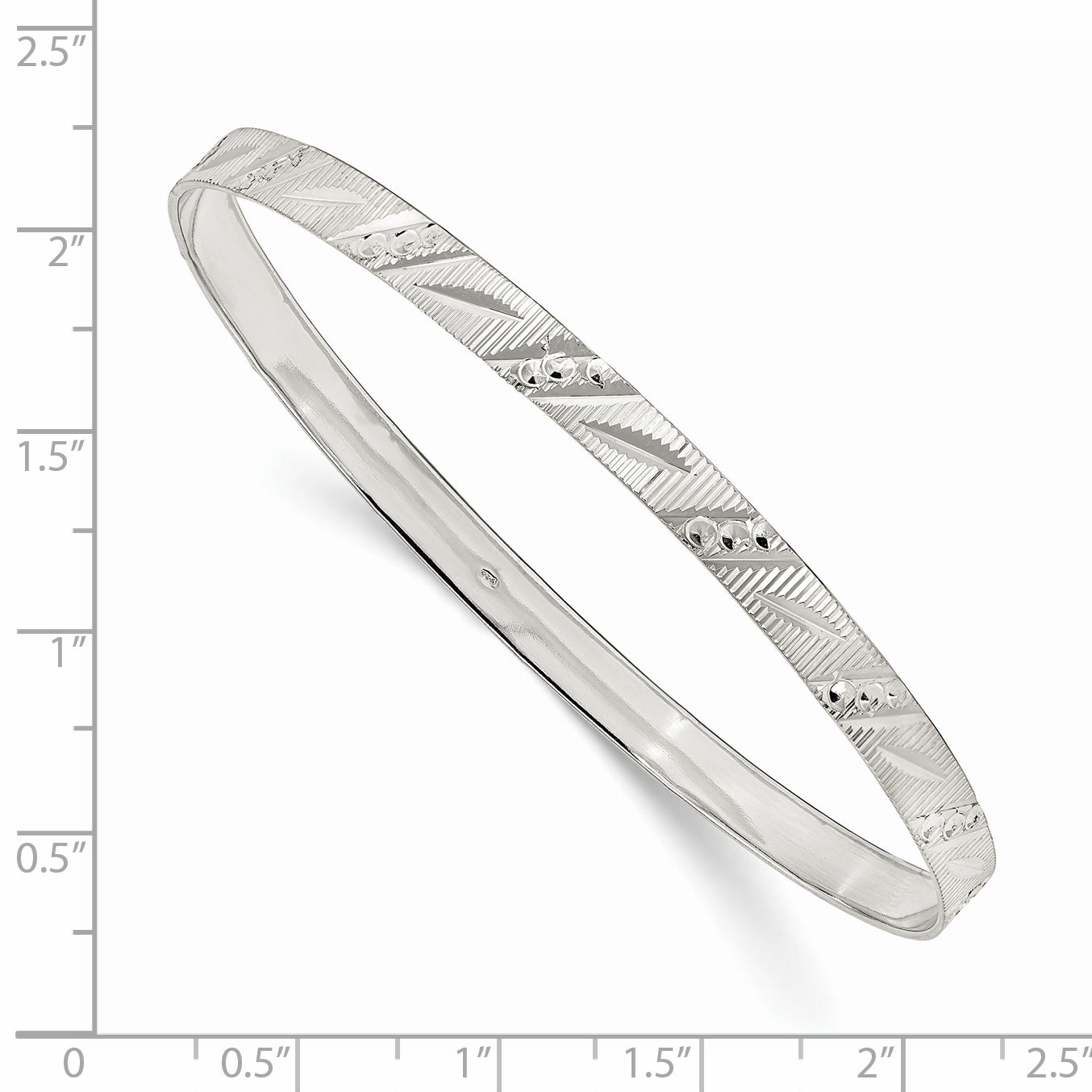 Sterling Silver 5mm Diamond Cut Slip-on Bangle