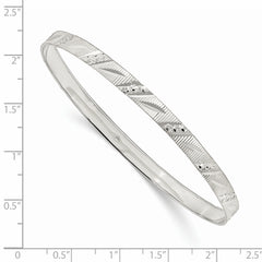 Sterling Silver 5mm Diamond Cut Slip-on Bangle