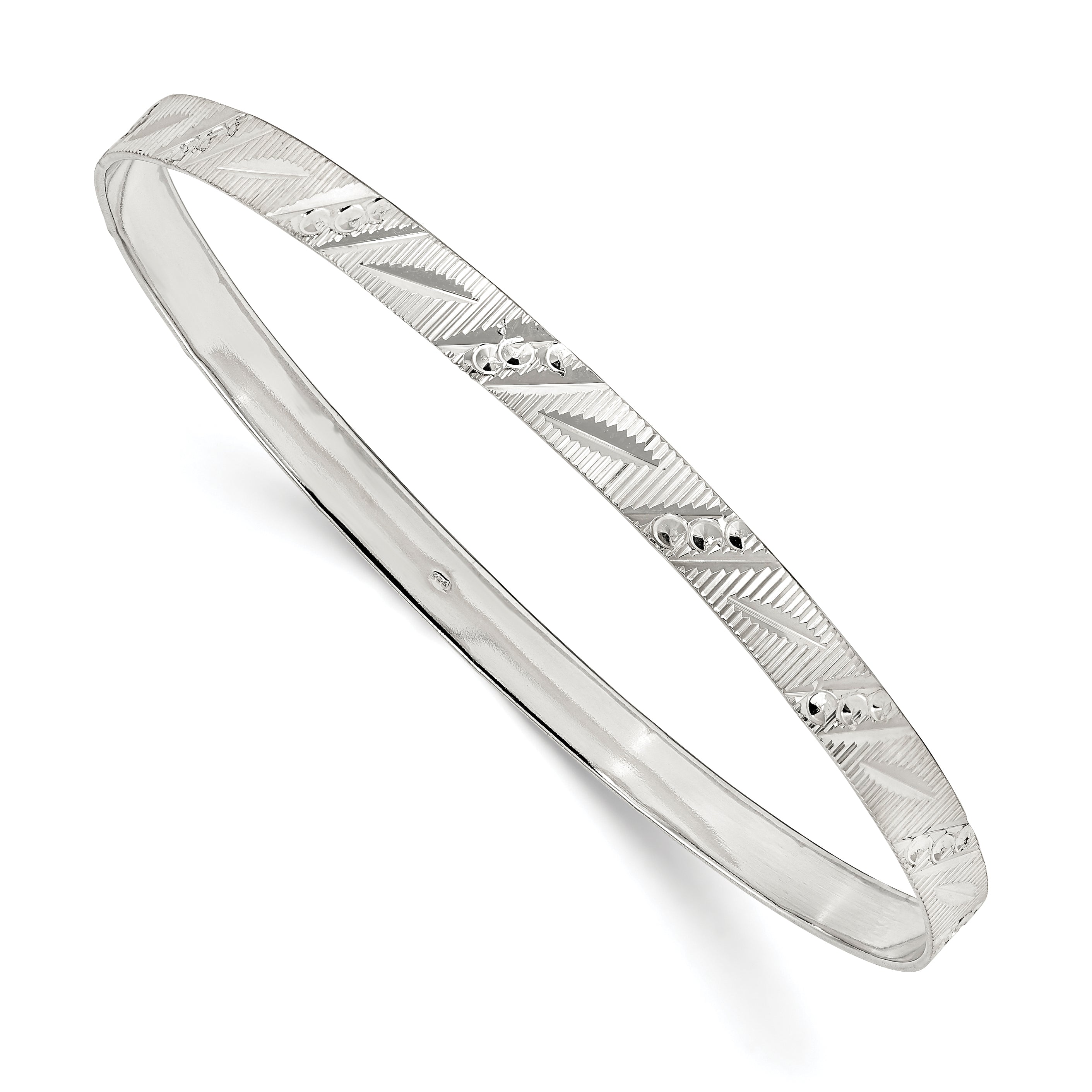 Sterling Silver 5mm Diamond Cut Slip-on Bangle