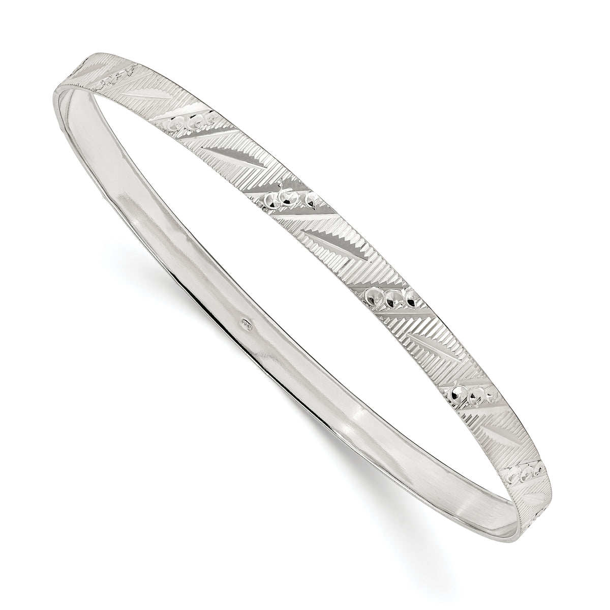 Sterling Silver 5mm Diamond Cut Slip-on Bangle