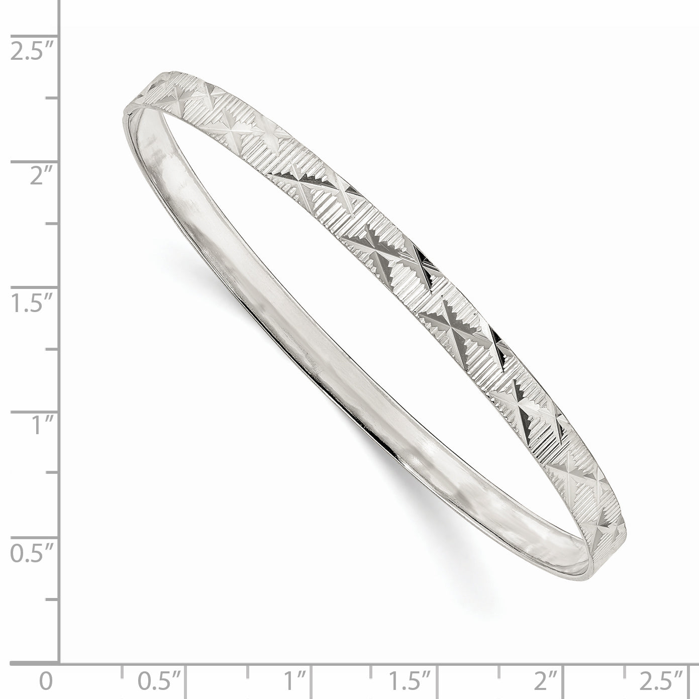 Sterling Silver 5mm Diamond Cut Slip-on Bangle