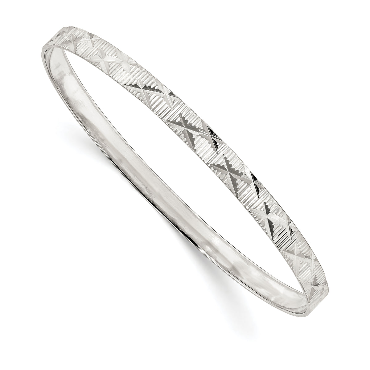 Sterling Silver 5mm Diamond Cut Slip-on Bangle