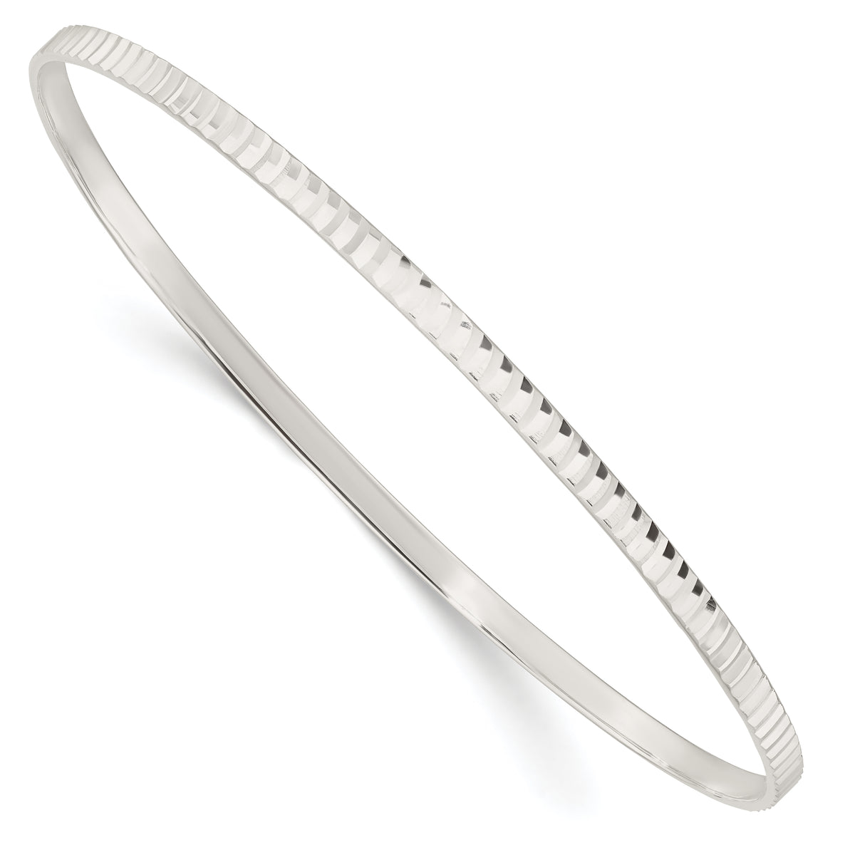 Sterling Silver Diamond Cut Slip-on Bangle