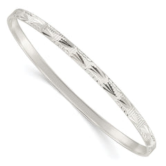 Sterling Silver Diamond Cut Slip-on Bangle