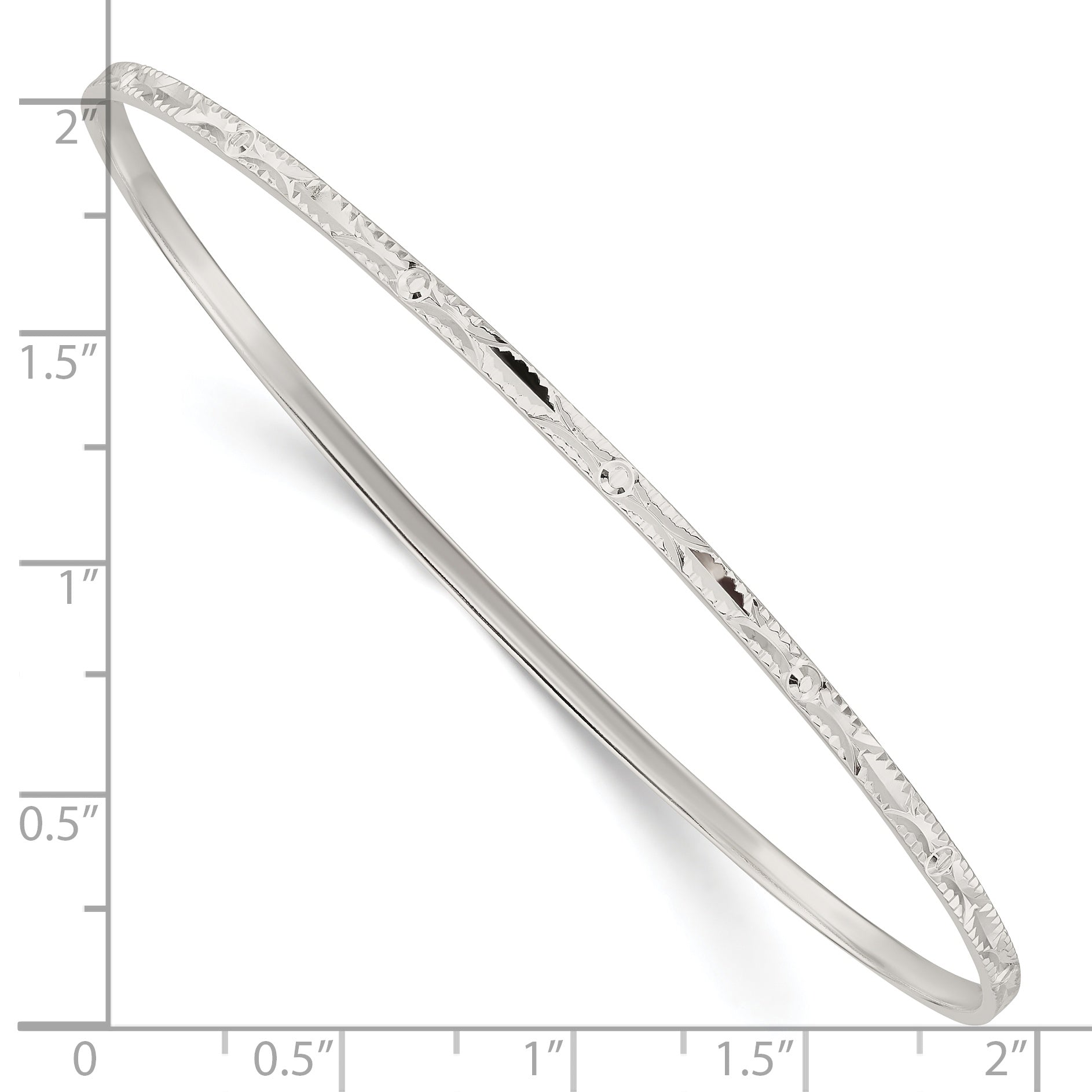 Sterling Silver Diamond Cut Slip-on Bangle