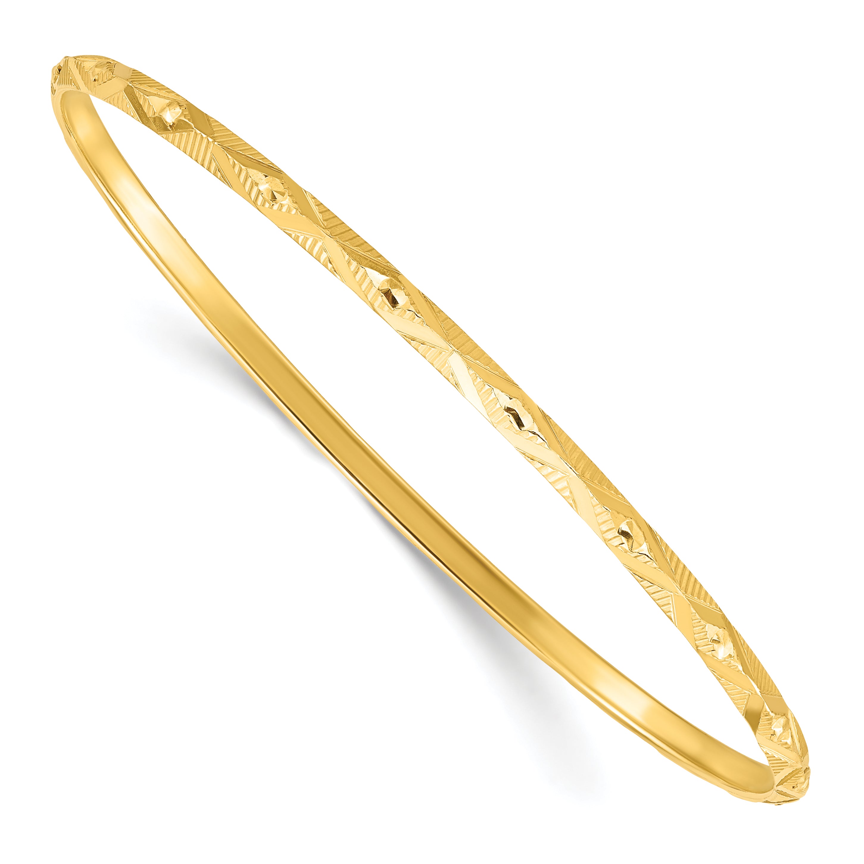 Sterling Silver Gold-tone Diamond Cut Slip-on Bangle