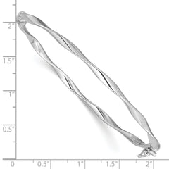 Sterling Silver Rhod-plated Polished 3mm Twisted Hinged Bangle