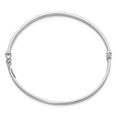 Sterling Silver Rhodium-plated Polish/Textured 3mm Hinged Bangle