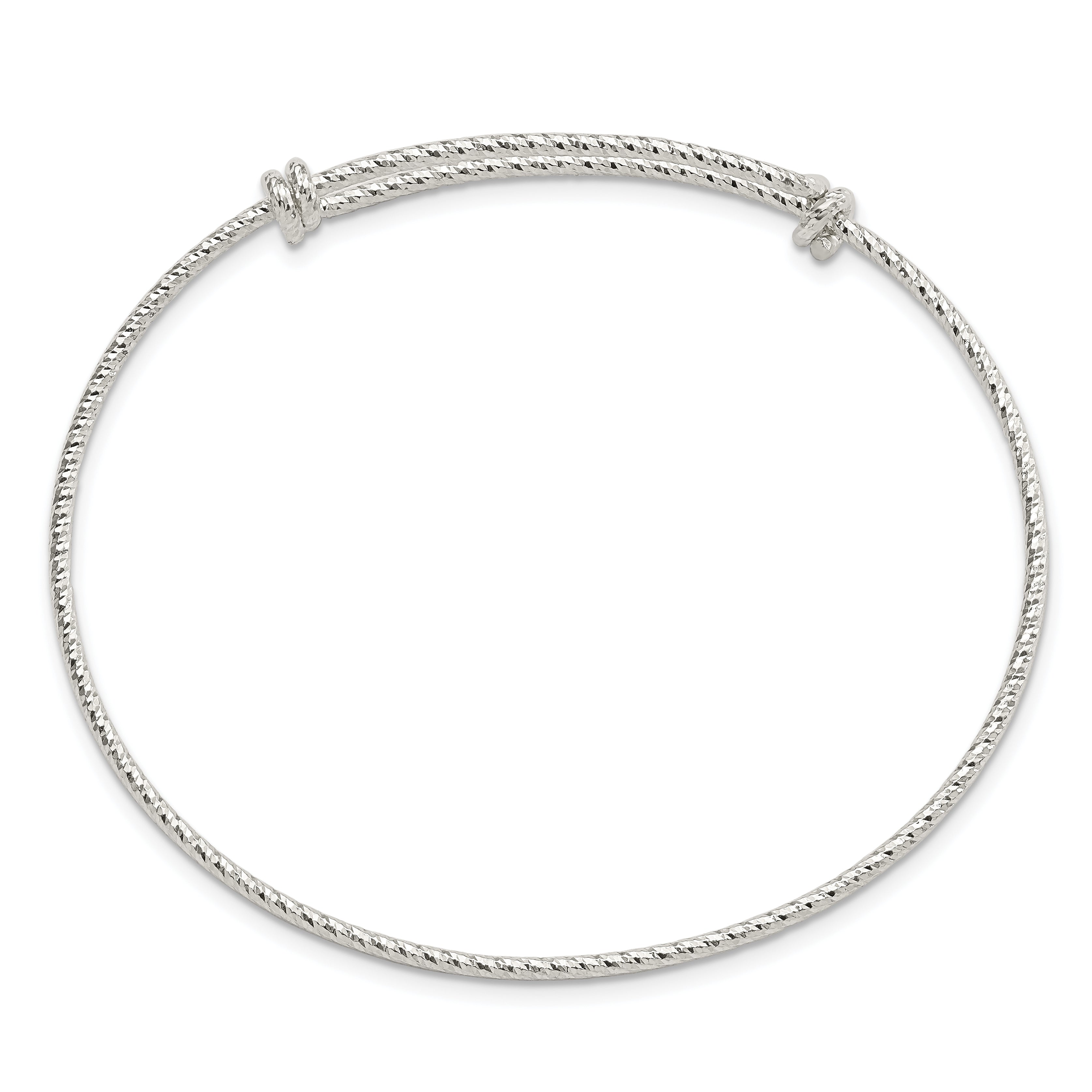 Sterling Silver Polished D/C 1.65mm 8-9.5in Expandable Bangle