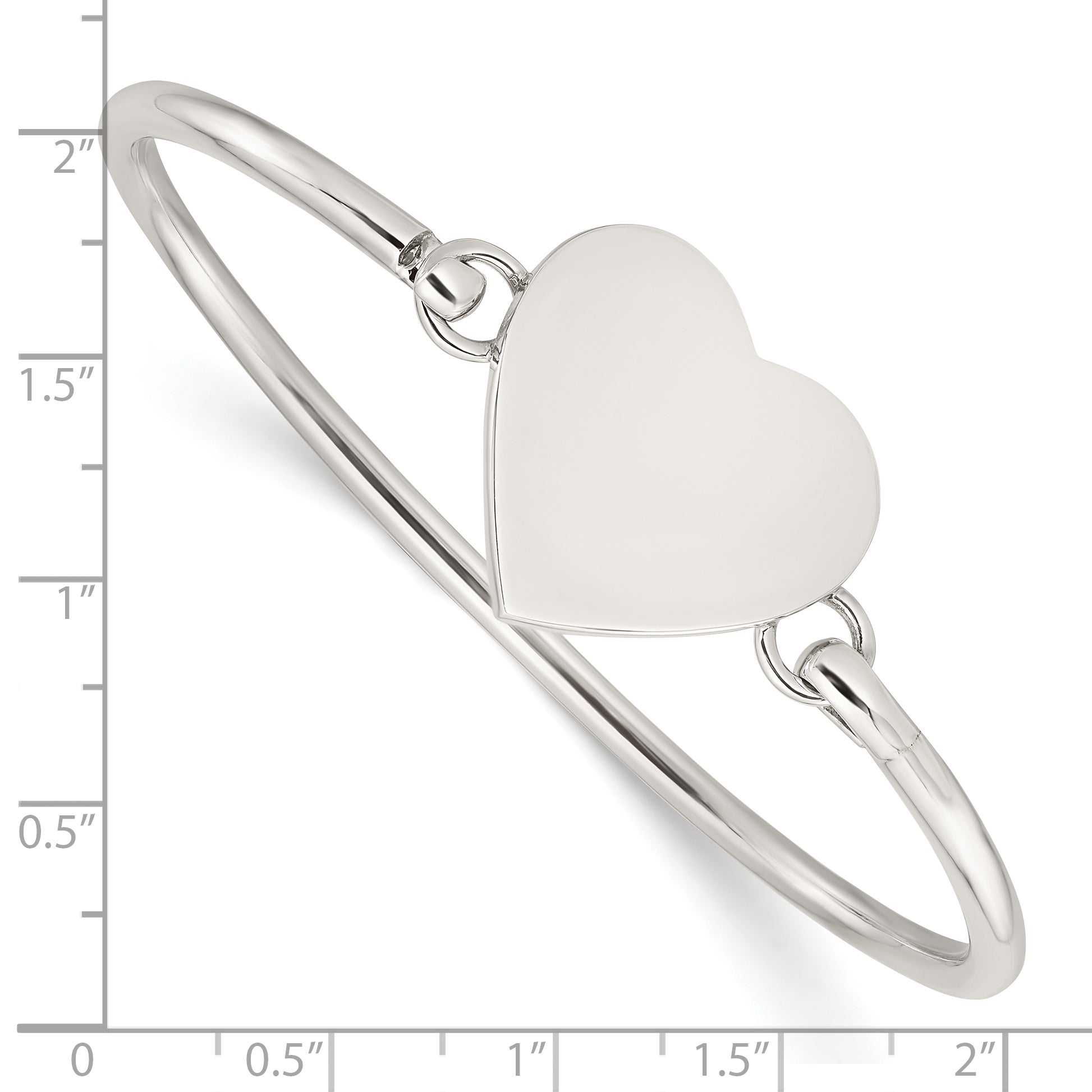 Sterling Silver Polished Engravable Heart Bangle