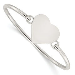 Sterling Silver Polished Engravable Heart Bangle