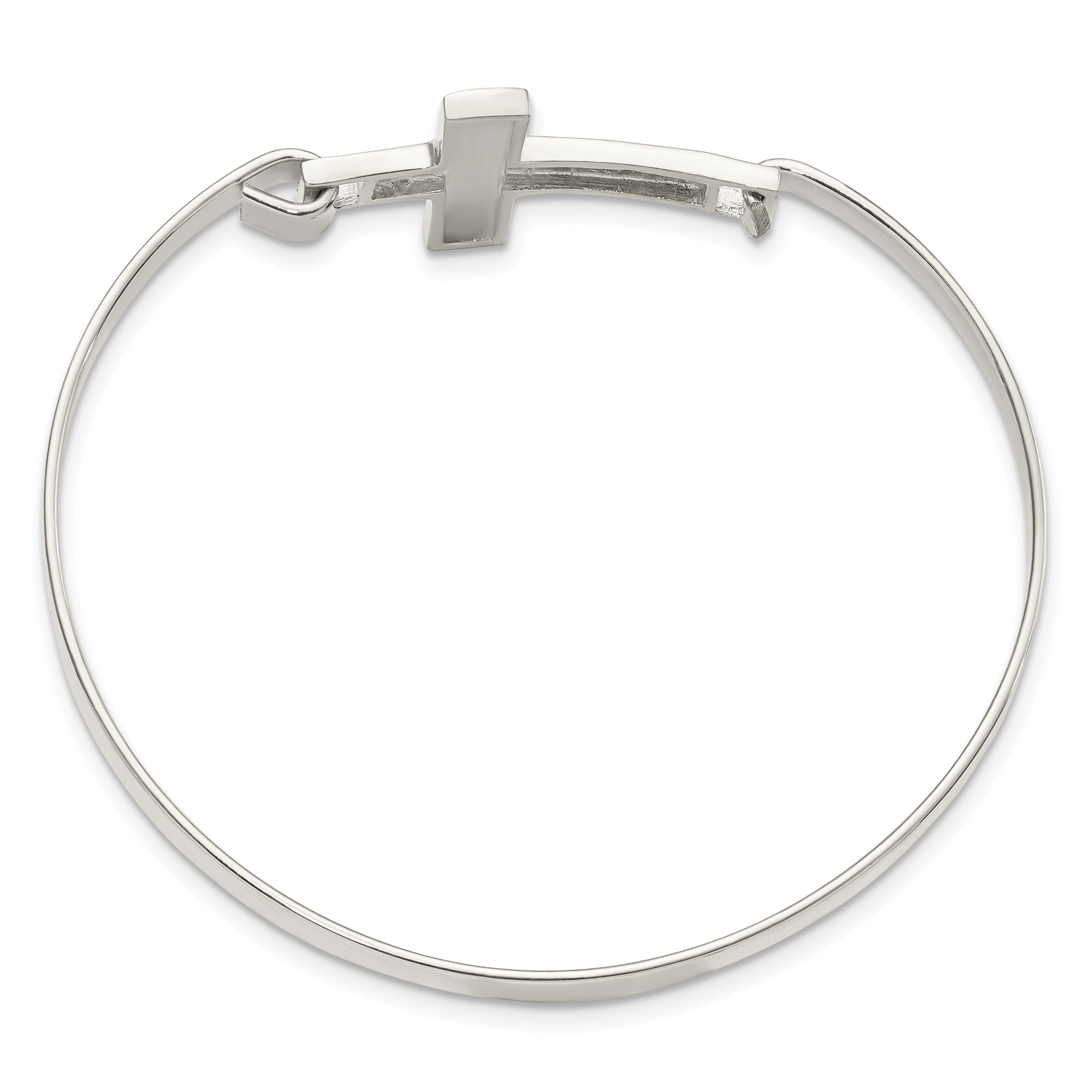 Sterling Silver Polished Cross Bangle