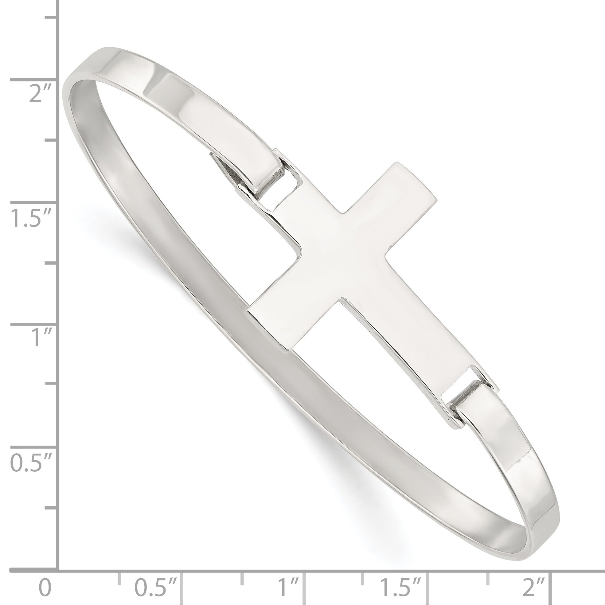 Sterling Silver Polished Cross Bangle