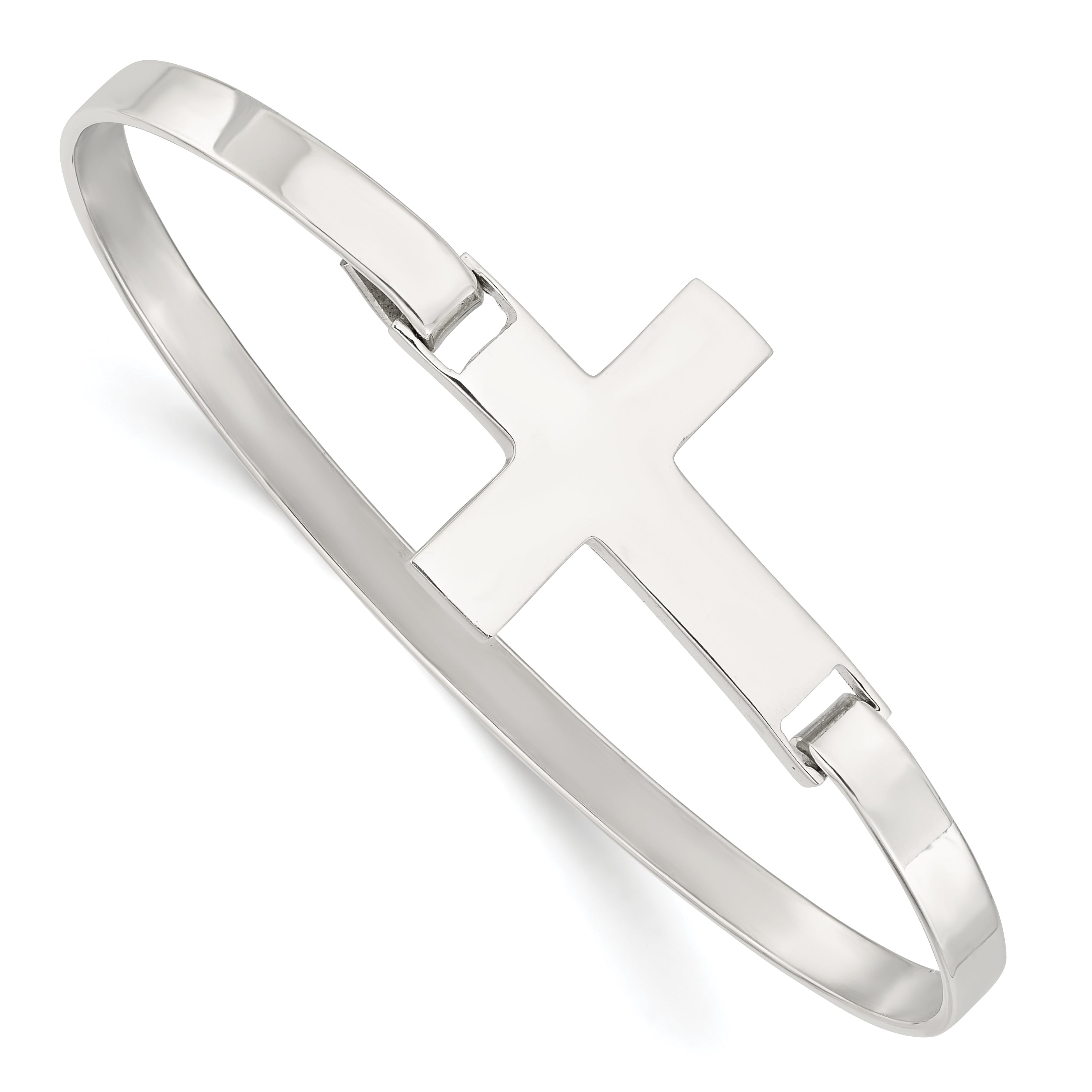 Sterling Silver Polished Cross Bangle