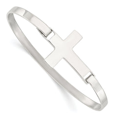 Sterling Silver Polished Cross Bangle