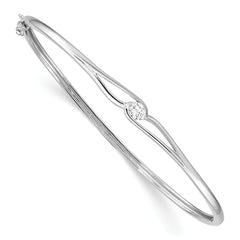 Sterling Silver Rhodium-plated CZ Hinged Bangle