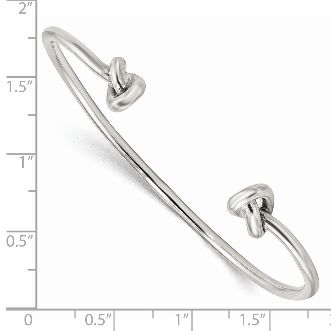 Sterling Silver Polished Knotted Ends Cuff Bangle