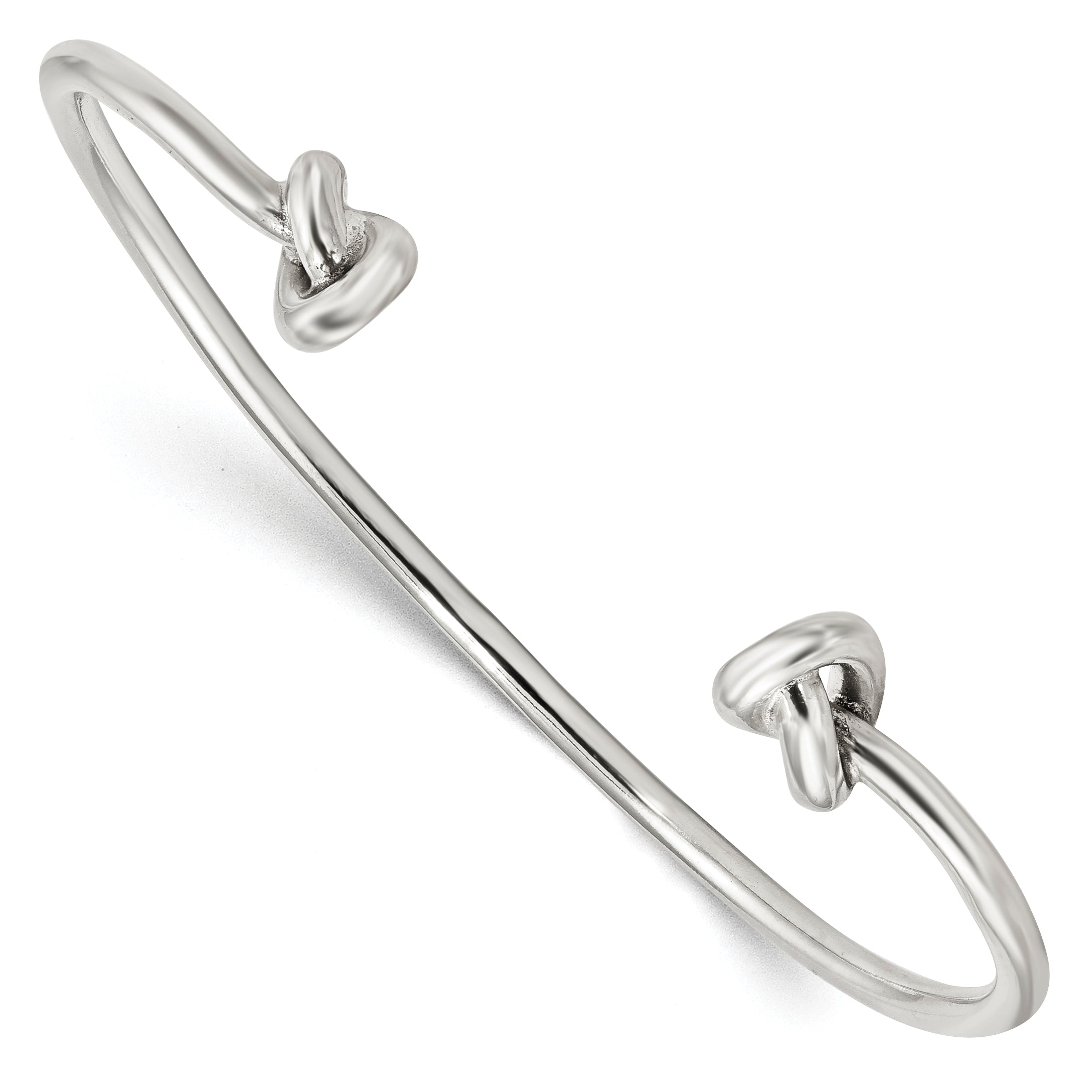 Sterling Silver Polished Knotted Ends Cuff Bangle