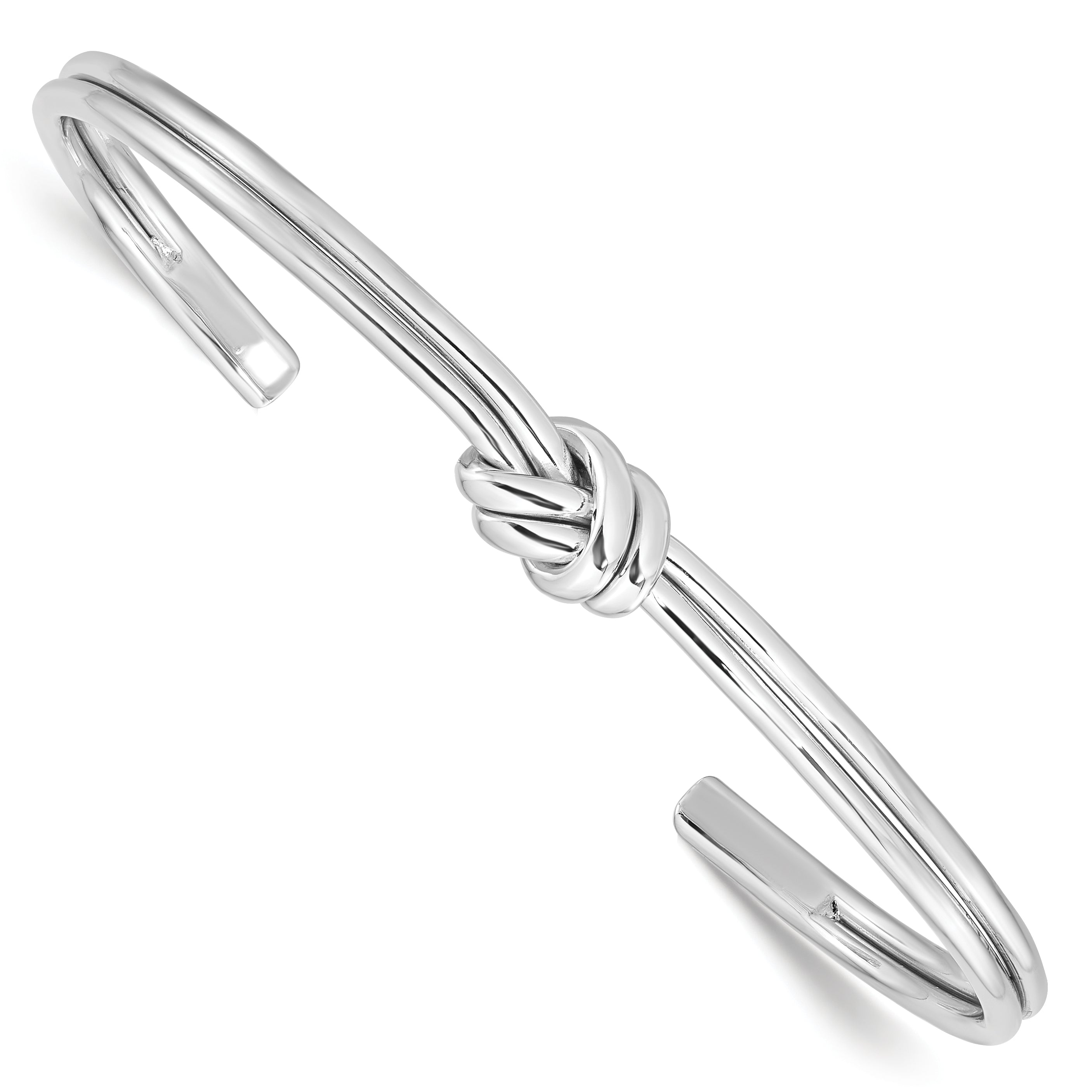 Sterling Silver Rhodium-plated Polished Knot Cuff Bangle