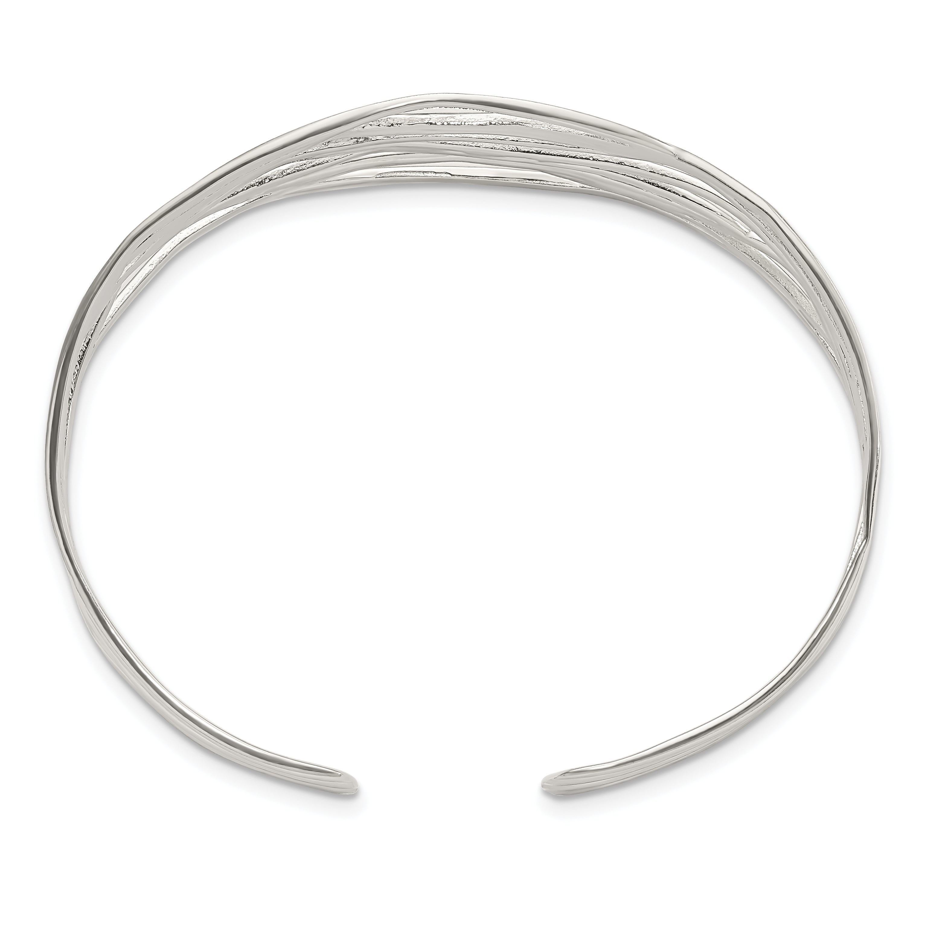 Sterling Silver Polished Multi-strand Cuff Bangle