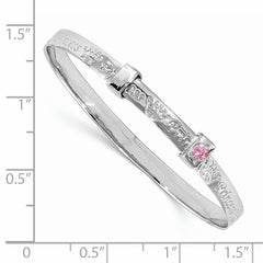 Sterling Silver RH-plated Pink CZ PRINCESS Adjustable Children's Bangle