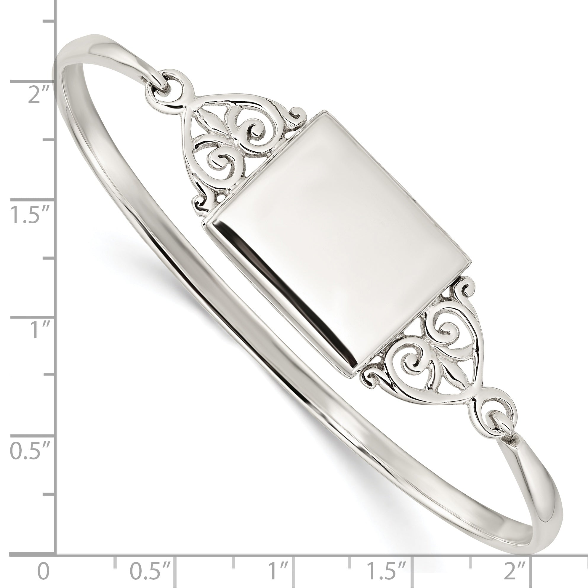 Sterling Silver Polished Rectangular 20mm Locket Bangle