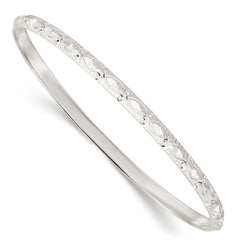 Sterling Silver Diamond Cut Patterned Slip-on Bangle