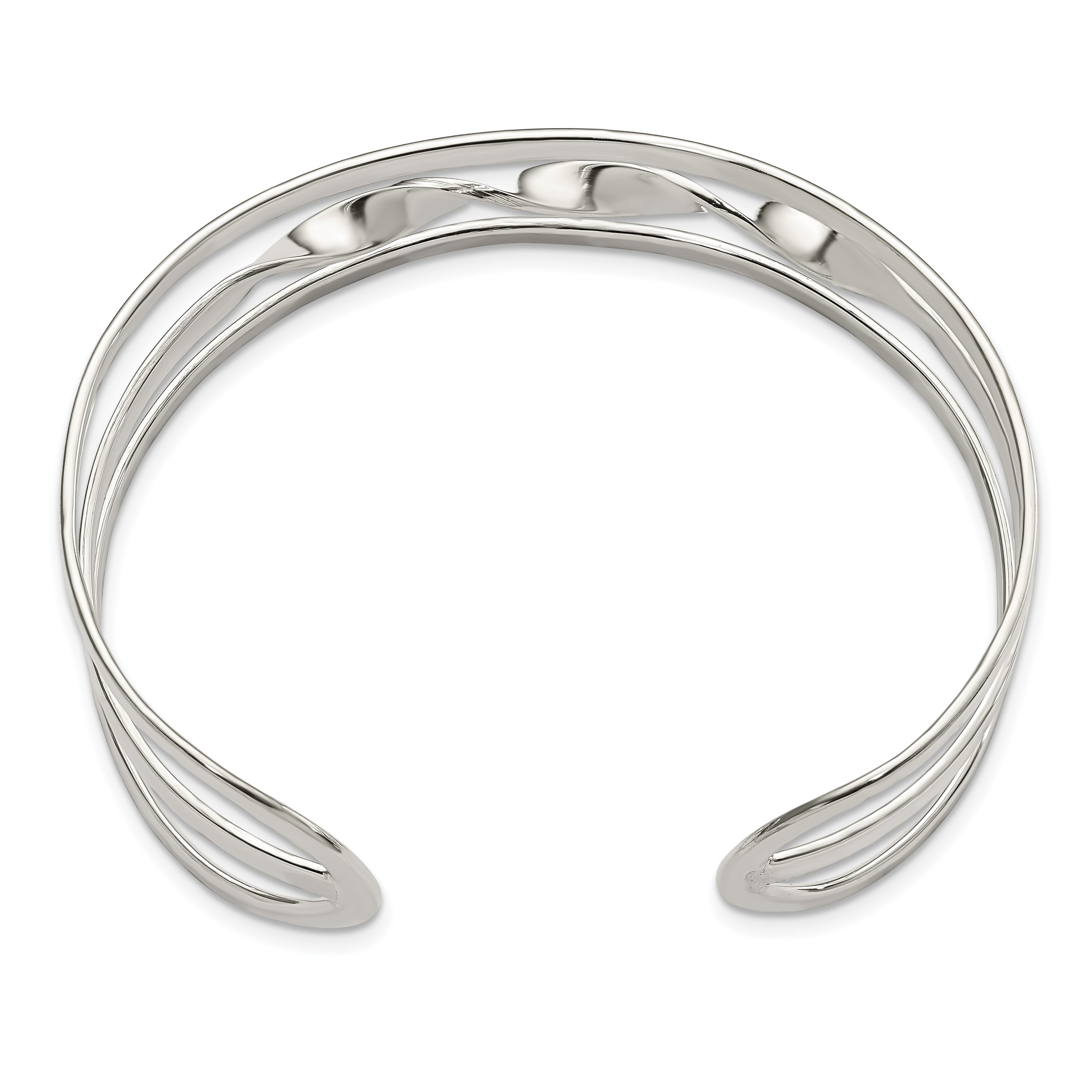 Sterling Silver Polished Twisted Center Cuff Bangle