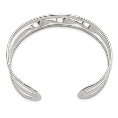 Sterling Silver Polished Twisted Center Cuff Bangle