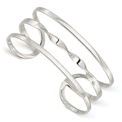 Sterling Silver Polished Twisted Center Cuff Bangle