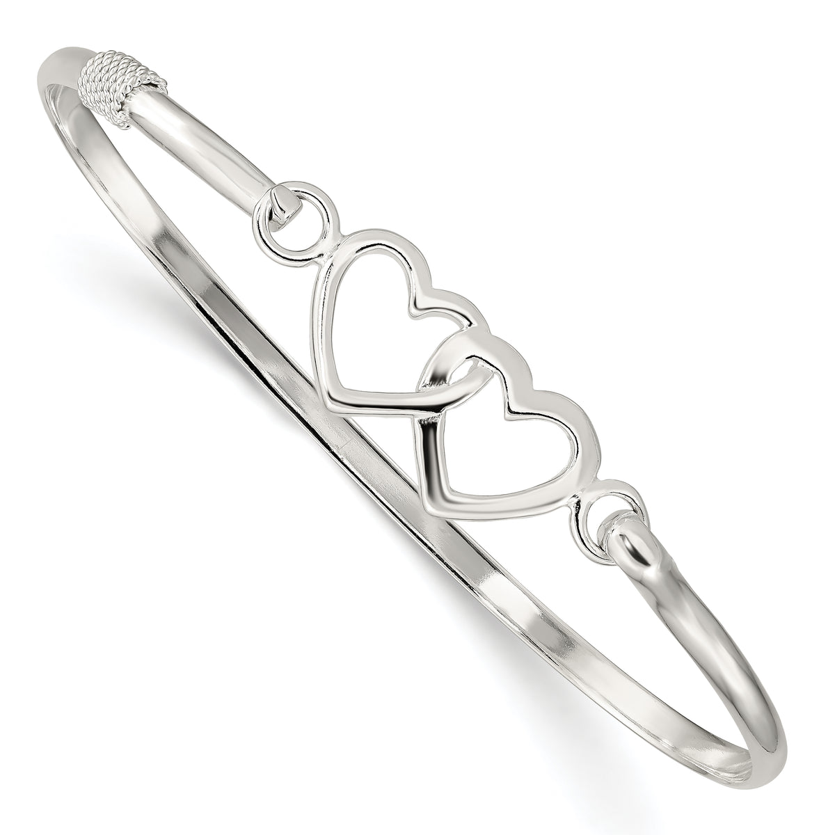 Sterling Silver Polished Heart Bangle