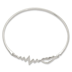 Sterling Silver Heartbeat Hinged Bangle