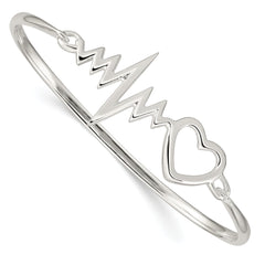 Sterling Silver Heartbeat Hinged Bangle