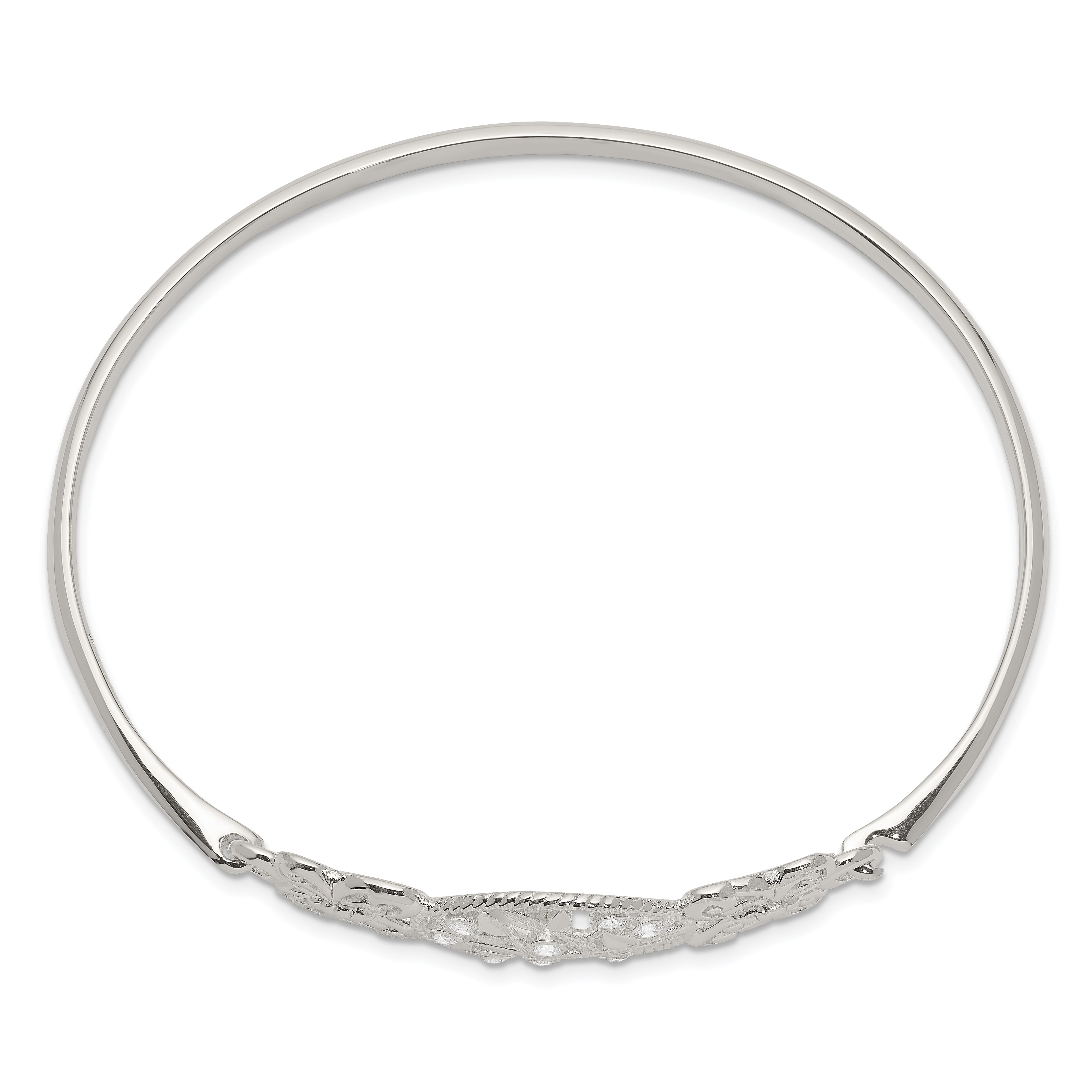 Sterling Silver Butterfly and CZ Tree Bangle