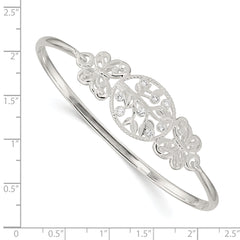 Sterling Silver Butterfly and CZ Tree Bangle