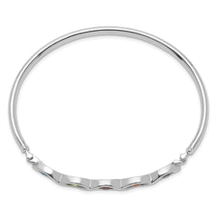 Sterling Silver Rhodium-plated Multi-gemstone Hinged Bangle