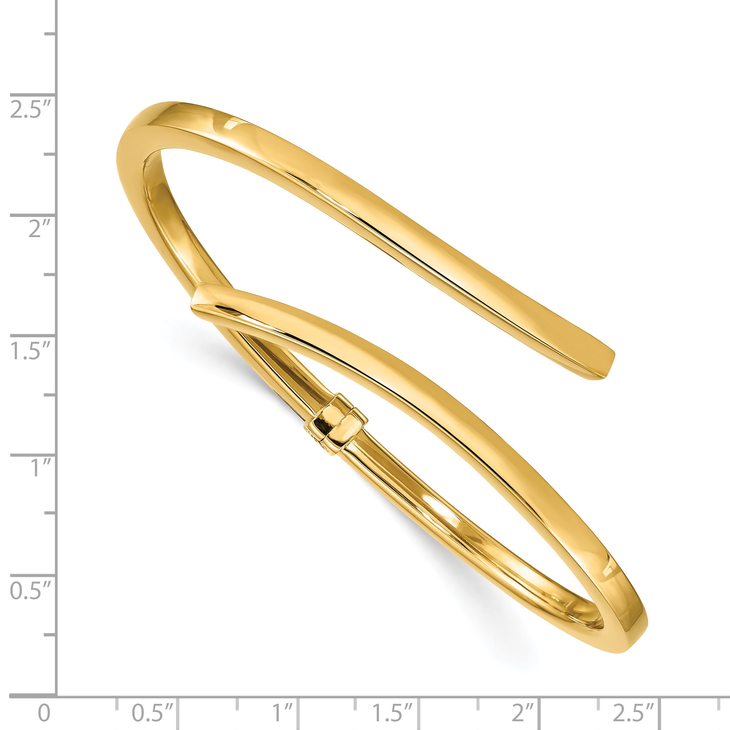 Sterling Silver Gold-tone Polished Bypass Hinged Bangle