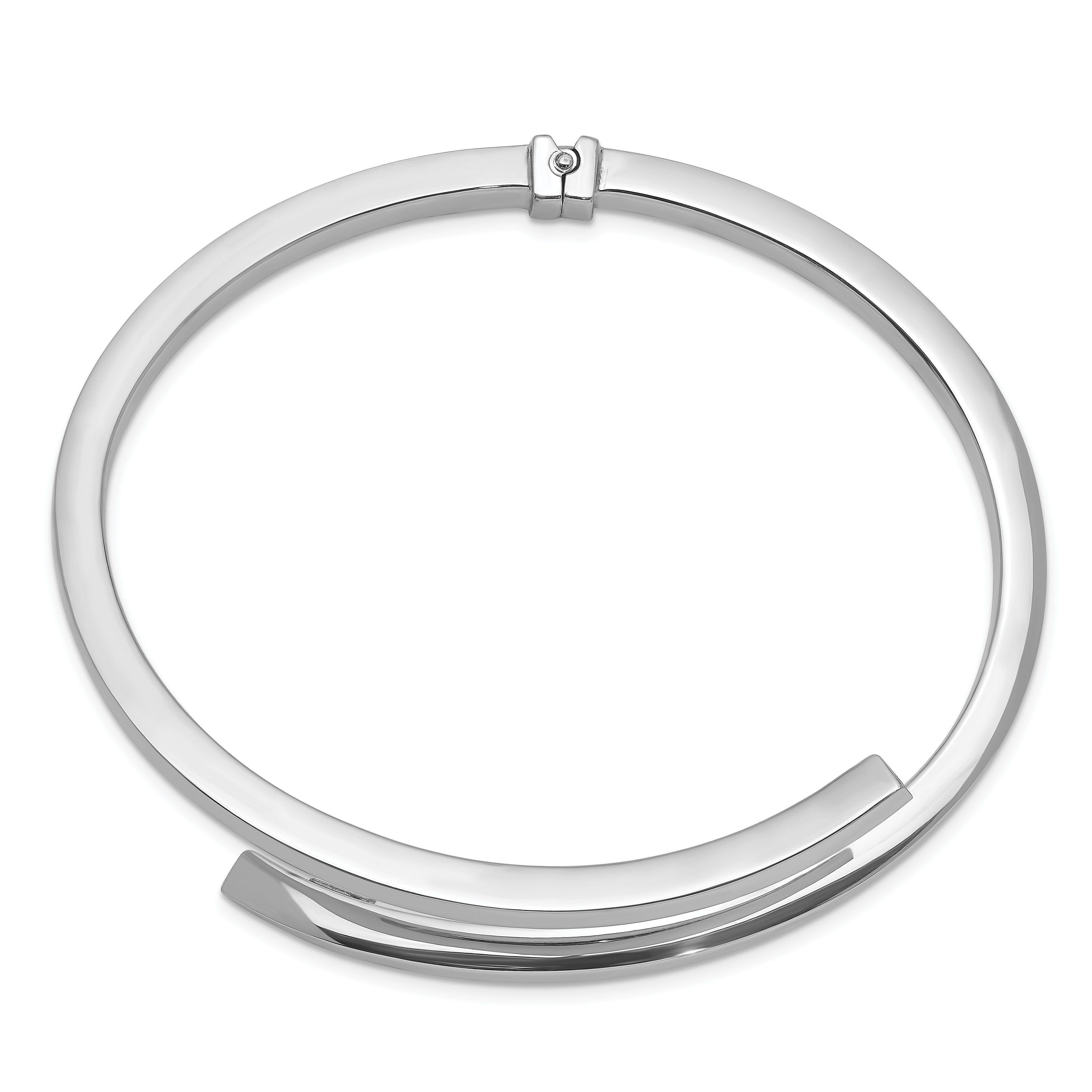 Sterling Silver Rhodium-plated Polished Bypass Hinged Bangle